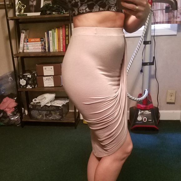 Taupe Twisted Front Skirt - Picture 3 of 4